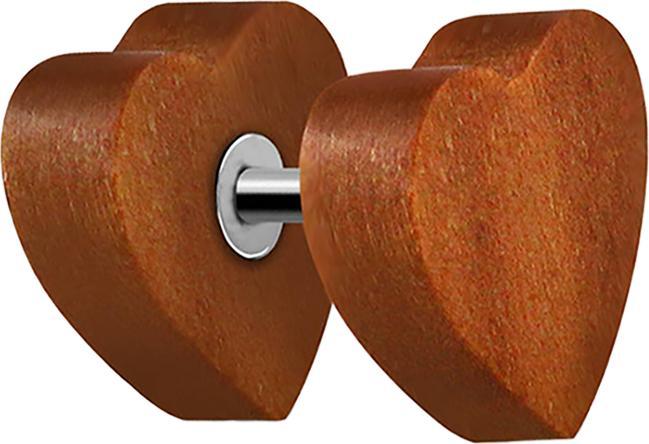 Image du produit Star Piercing Faux plug coeur en bois de sawo (sans laiton, Organique)
