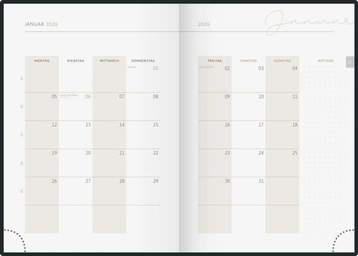 Image du produit Ridoide rido idé Tagesagenda Design Line Monstera Blume, 2026, Nude (148 x 210 mm, Allemand)