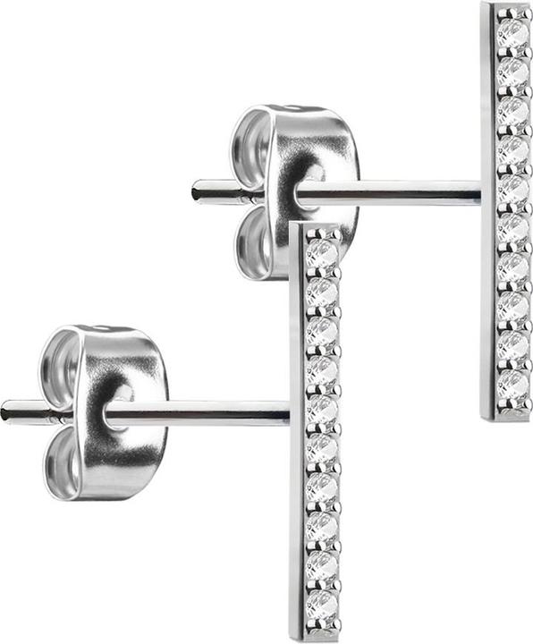 Star Piercing Ohrstecker silber Kristallbalken (Chirurgenstahl 316L, Messing)