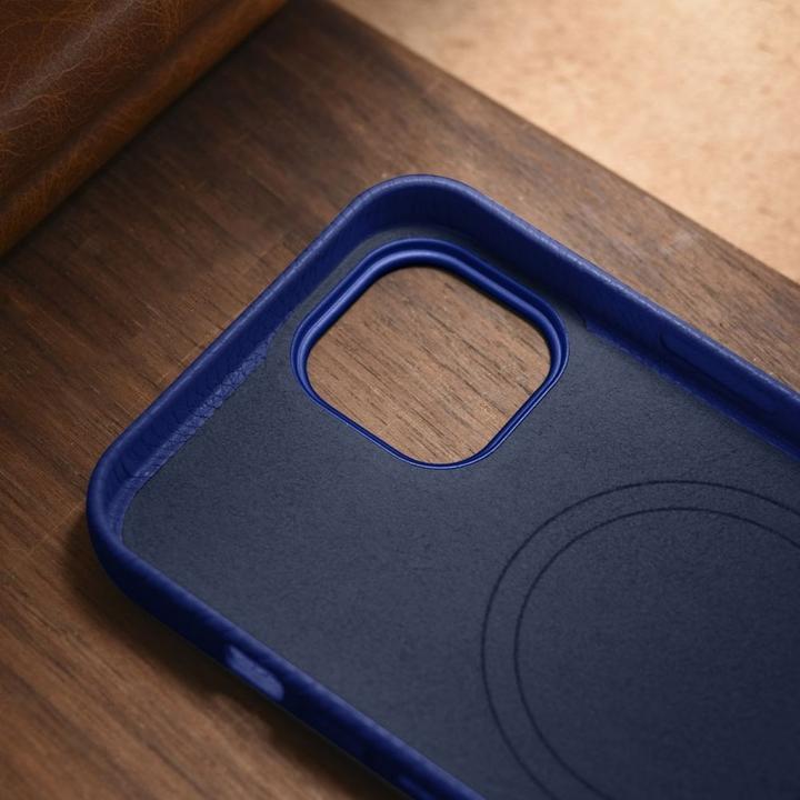 Produktbild iCarer litchi Premium Ledertasche für iPhone 14 Plus Magnetische Ledertasche mit magSafe dunkelblau (Apple iPhone 14 Plus)