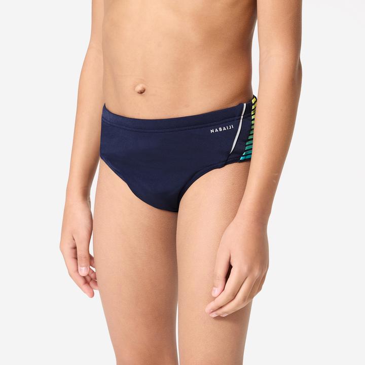 Nabaiji Badehose Slip Jungen - 900 Yoke blau/gelb