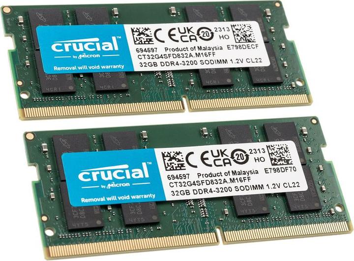 Actual product image Crucial Laptop Memory (2 x 32GB, 3200 MHz, DDR4-RAM, SO-DIMM)