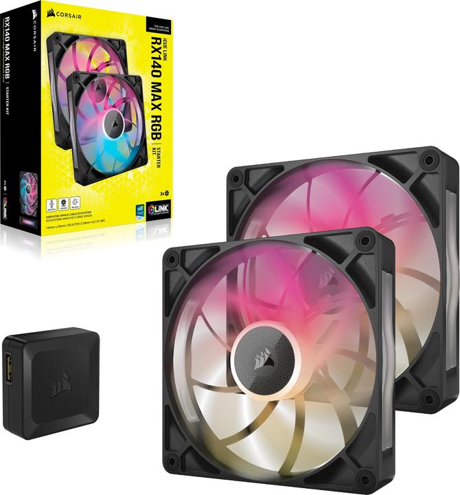 Actual product image Corsair RX MAX RGB Series, iCUE LINK RX140 MAX RGB, 140mm RGB Fan, Dual Fan Kit (140 mm, 2 x)