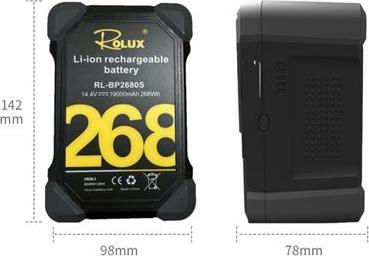 Actual product image Rolux Smart V-Mount battery RL-BP2680S 268Wh 14.4V 19000mAh (1 pcs., 19000 mAh, Rechargeable battery)
