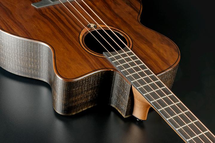 Immagine prodotto Lâg Guitars Sauvage Bce (Basso acustico, Legno di cirmolo marrone (tastiera), Brankowood pallido (Top), Finitura a sega grezza in eucalipto affumicato (retro e lato), Khaya (Collo), Brankowood nero (Ponte))