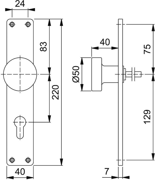 Image du produit Hoppe Bouton de porte 54/202 Aluminium F1 PZ (Poignée de porte)