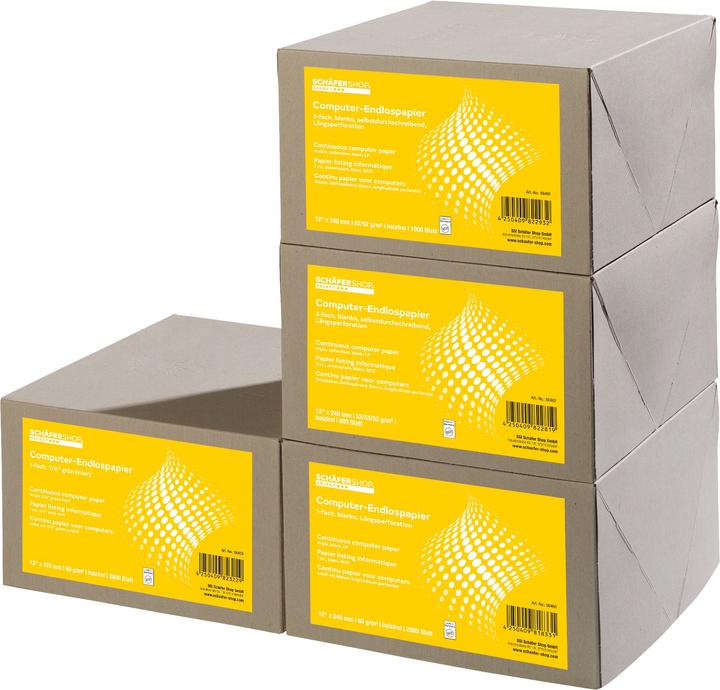 Produktbild Schäfer Shop Computer Endlospapier, 3-fach blanko, 600 Stück (52 g/m², A4 hoch, 600 x)