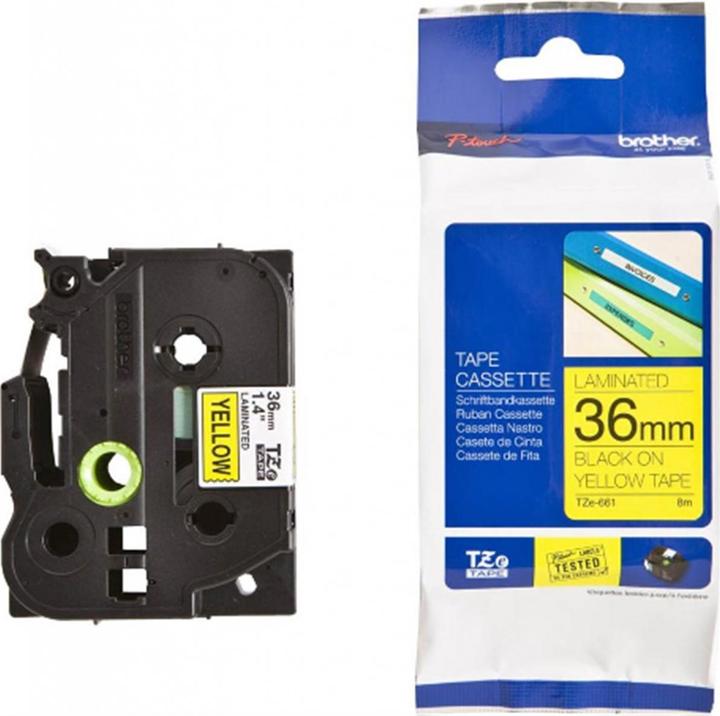 Actual product image Brother Tze-661 (3.60 cm, Black, Yellow)