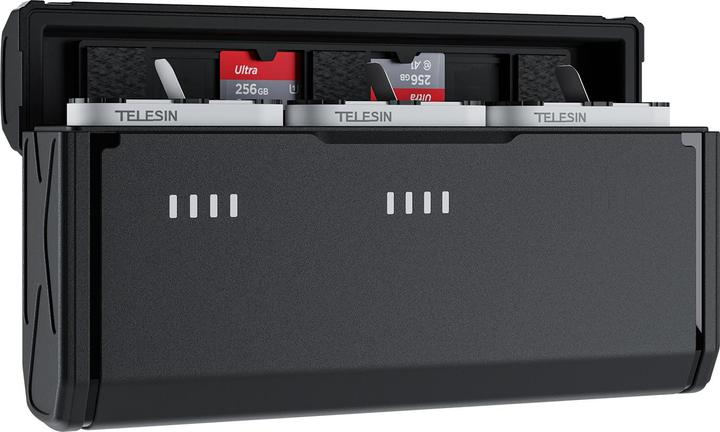 Actual product image Telesin Pocket size 3-slot charger box and 2pcs Stamina battery kit for GoPro Hero 9/10/11/12 Batter (Hero 9, Hero 10, Hero 12, Hero 11)