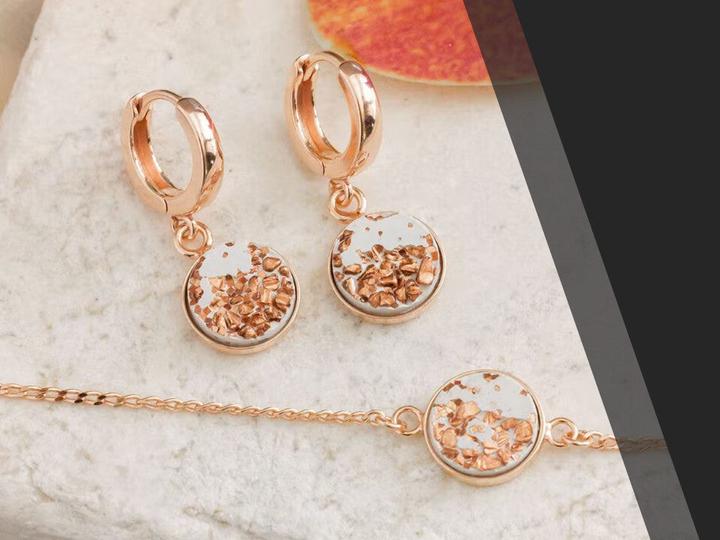 Produktbild C. Jungle Ohrringe Creolen Ava2 Handgemacht Sterling Silber mit 18 Karat Roségold plattiert Ultra ho (18 Karat Roségold plattiert, Silber, Ultrahochfester-Beton)