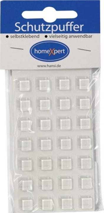 Hansi-Siebert Schutzpuffer Clear 10 mm Kunststoff transparent Quadrat selbstklebend (Anschlagdämpfer, 28 Stück)