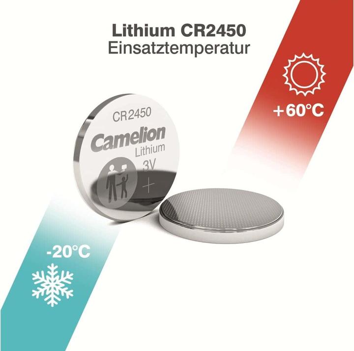 Immagine prodotto Camelion CR2450-BP1 - Einwegbatterie - CR2450 - Lithium - 3 V - 1 Stück(e) - Knopf/Münze (1 pz., CR2450, 550 mAh)