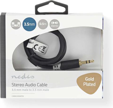 Immagine prodotto Nedis Cavo audio con spina jack stereo da 3,5 mm (0.50 m, Connettore da 3,5 mm (AUX))