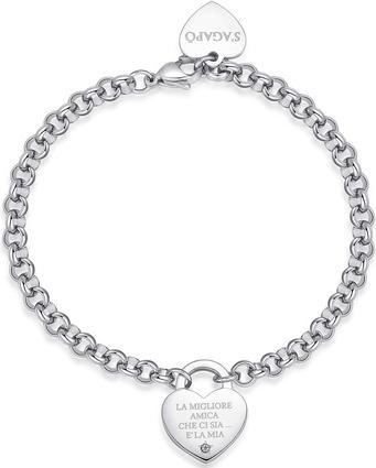 Sagapo S'Agapõ - Beautiful steel friendship bracelet with heart Be My Always SBM80