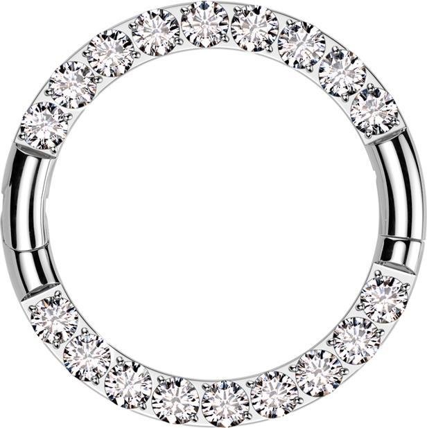Image du produit Star Piercing Micro anneau segment pliable argent front cristaux argent deux interruptions (sans laiton, Titane G23)