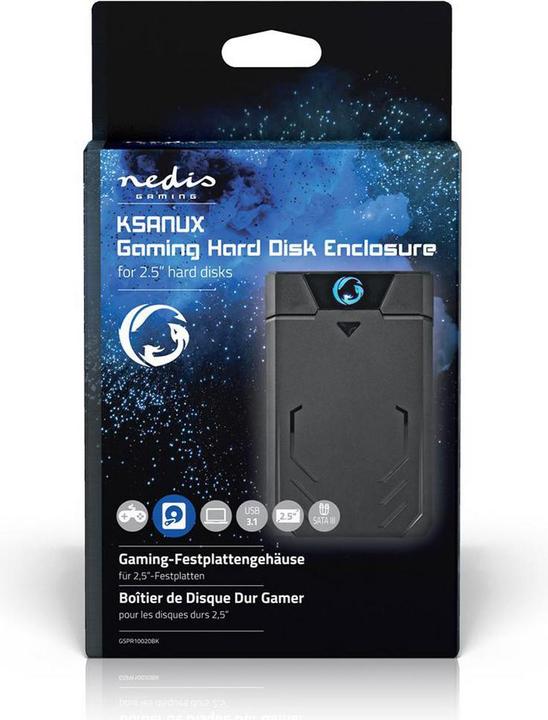 Actual product image Nedis Hard drive enclosure 2.5 inch SATA II connection USB 3.1 USB Type-A Aluminium / Plastic (2.5")