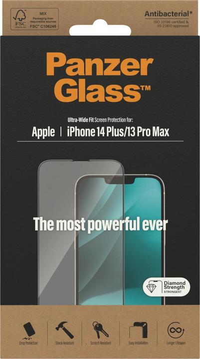 Immagine prodotto PanzerGlass Protezione dello schermo Ultra Wide Fit (1 Pezzo/i, Apple iPhone 13 Pro Max, Apple iPhone 14 Plus)
