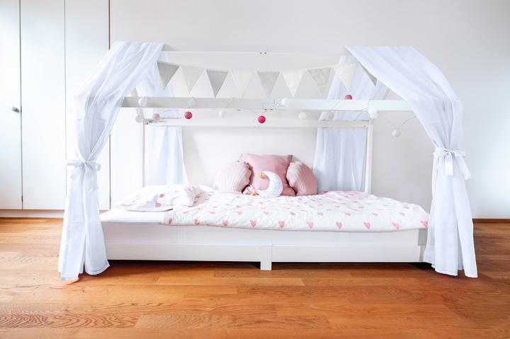 Immagine prodotto Müggi Set di decorazioni per il letto della casa grigio/bianco con luci fatate rosa/bianco