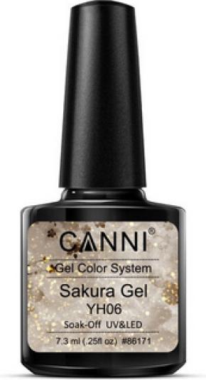 Actual product image Canni Gellac Sakura YH06 UV/LED (Grey-brown glitter, UV gel varnish)