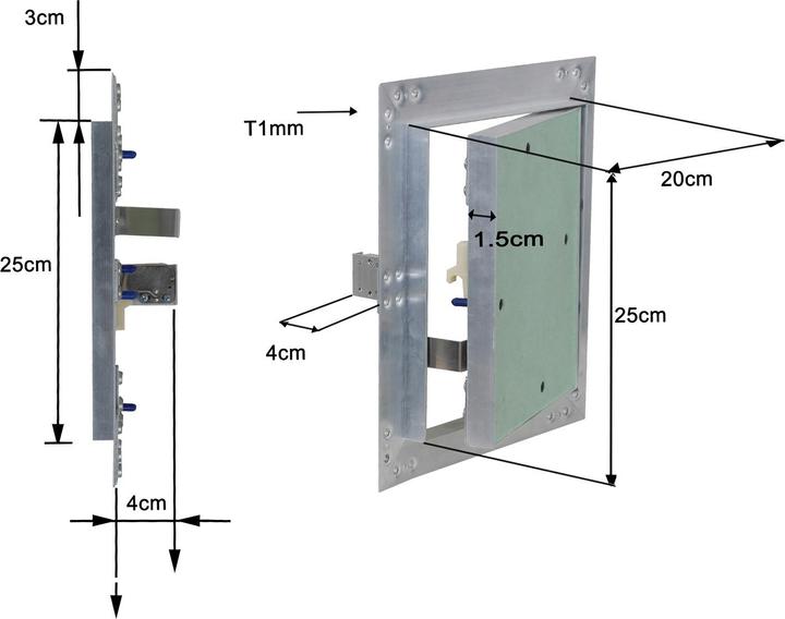 Produktbild Wiltec Revisionsklappe 20x25cm Revisionstür Alu Revisionsöffnung Wartungsklappe