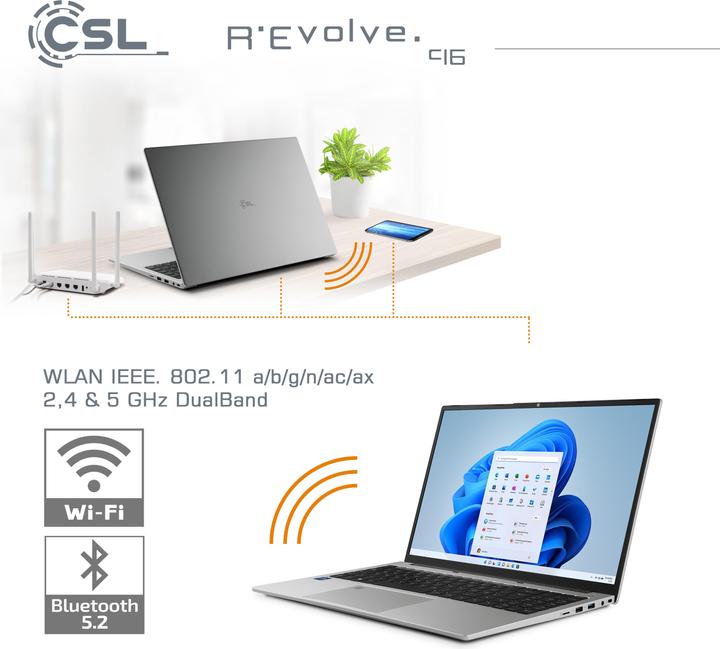 Actual product image CSL Notebook R'Evolve C16 / 64GB / 2000GB / Windows 11 Pro (16", Intel Core i5-1235U, 64 GB, 2000 GB, DE)