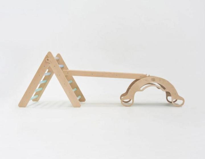 Image du produit Montessori Échelle + planche double face + set de balançoire en bois - couleur menthe ® by busy kids
