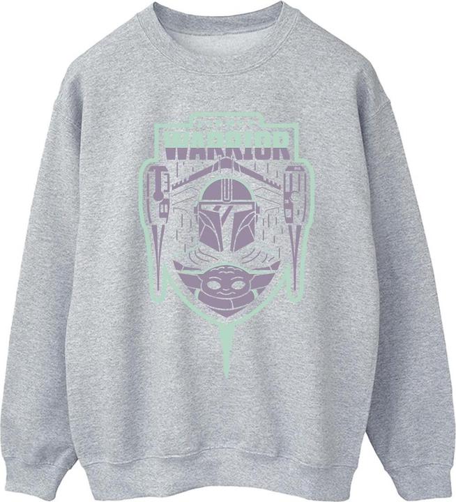Actual product image Star Wars Mens The Mandalorian Fierce Warrior Patch Sweatshirt (L)