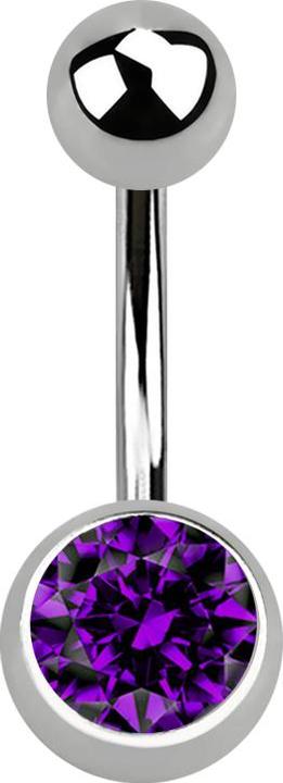 Star Piercing Banane silber mit Kugel und Kugel Kristall violett (ohne Messing, Titan G23)