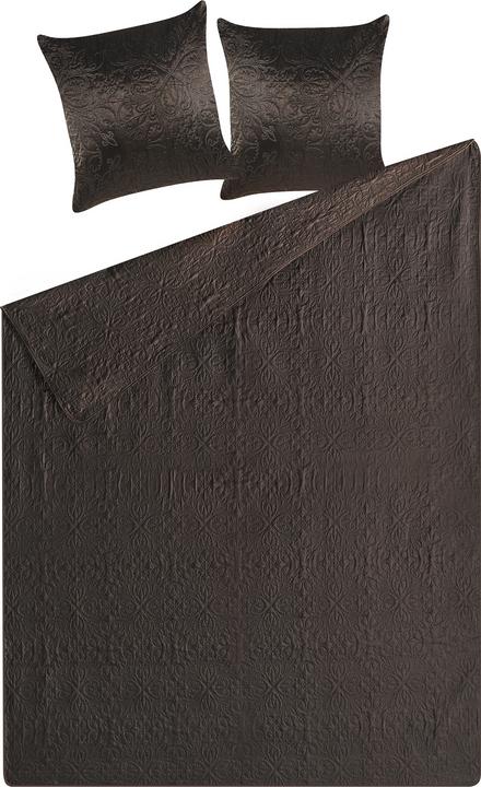 Actual product image Beliani Bedspread set with cushions embossed pattern 3-piece brown 140 x 210 cm RAYEN (140 x 210 cm)