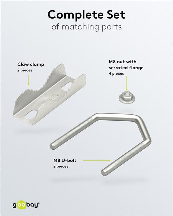 Produktbild Goobay 2er-Set Zahnschellen U-Bügel für bis zu 60 mm Rohrdurchmesser (Sonstige)
