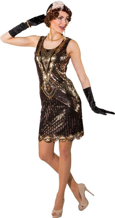 Actual product image Orlob Ladies Dress 20's Charleston, black/gold (S, M)