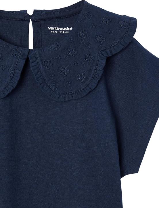 Image du produit Vertbaudet Mädchen T-Shirt mit besticktem Kragen (128)