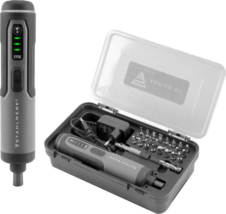 Actual product image Stahlwerk Cordless screwdriver ASK-36 ST bar screwdriver set, 25 pcs 3.6 V motor 1300 mAh (Rechargeable battery operated)