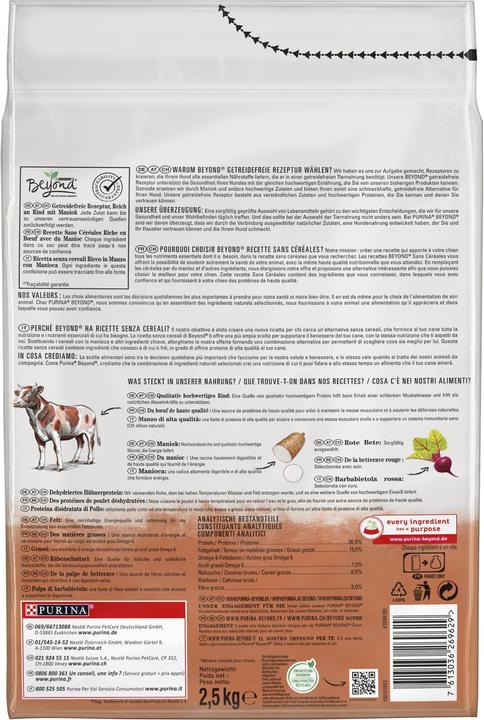 Valeurs nutritives et ingrédients Beyond Grain Free (Adulte, 1 pcs, 2500 g)