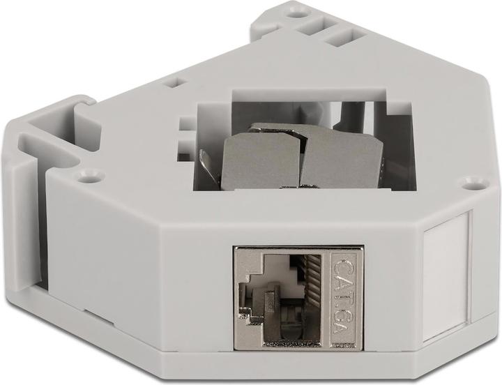 Actual product image Delock DIN rail holder with keystone module RJ45 jack Cat.6A LSA (Keystone module holder)
