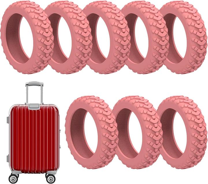 Actual product image Swissdetector Suitcase Tire Cover - Silent - 8 Pcs - Pink (Protective sheath)