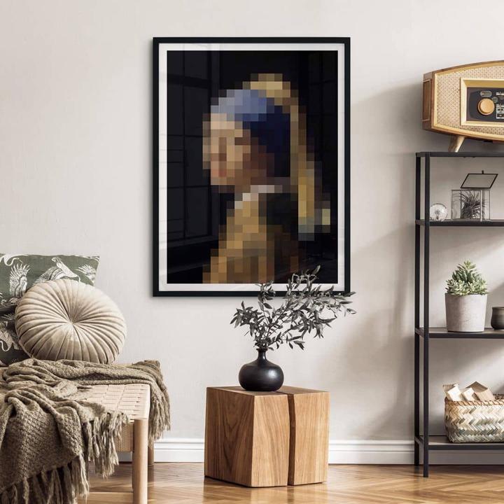 Produktbild Trenddeko Pixelart - Vermeer - Das Mädchen mit dem Perlenohrring (120 x 150 cm)