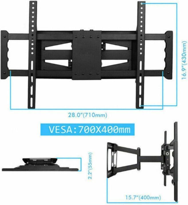Immagine prodotto Hermex Supporto a parete per TV universale (Muro, 85", 60 kg)