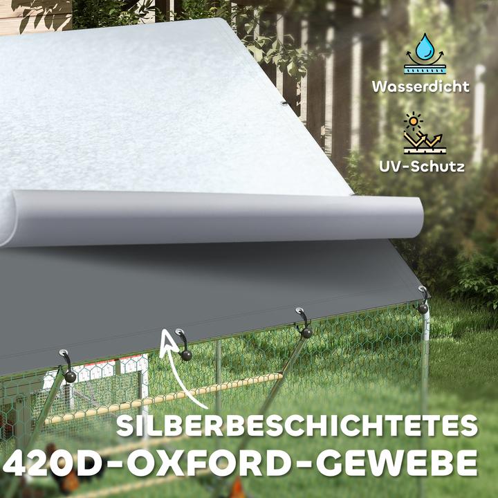 Produktbild PawHut Hühnerstall Verzinkte Stahlrohre, Stahlgitter Silber