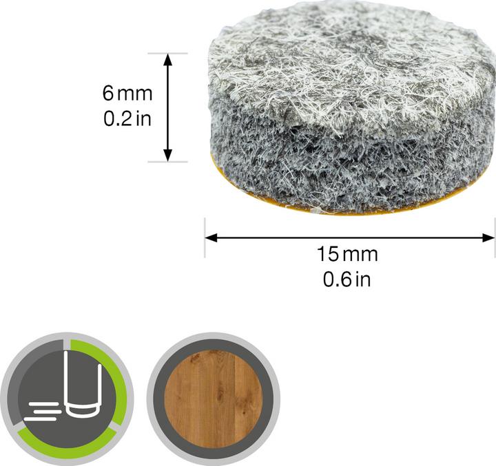 Actual product image Felt glides ø 15 mm 16 pcs. (Felt gliders, 16 Piece)