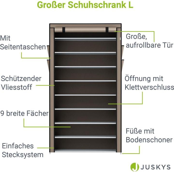 Actual product image Juskys Shoe cabinet (88 x 160 x 28 cm)