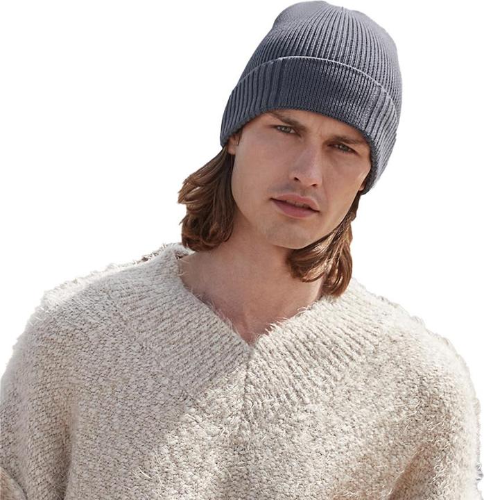 Actual product image Beechfield Unisex Adult Organic Cotton Engineered Patch Beanie