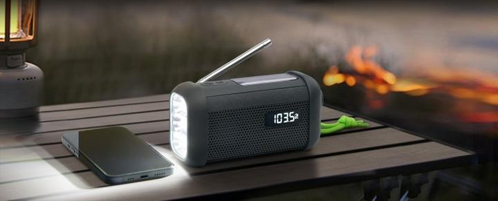 Actual product image Muse Portable Solar Radio with Crank & Flashlight (FM, Bluetooth, NFC)