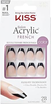 KISS Adhesive nails Salon Acrylic French Color - Flame 28 pcs