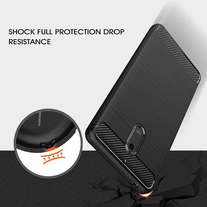 Produktbild König Design Nokia 6 TPU Handy Case Carbon Fiber Optik Brushed Schutz Hülle Rahmen Schwarz (Nokia 6)