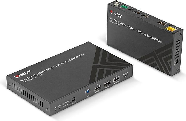 Produktbild Lindy 70m Cat.6A TypeC & HDMI HDBaseT 3.0 KVM Extender (38346)