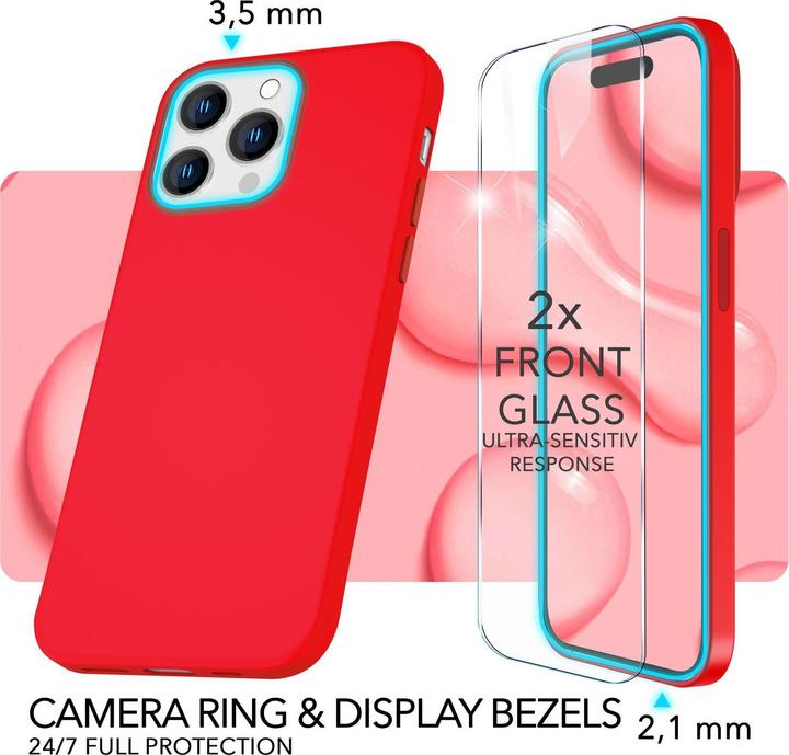 Actual product image Nalia Liquid silicone case with MagSafe function & 2x display protection glass (Apple iPhone 14 Pro)