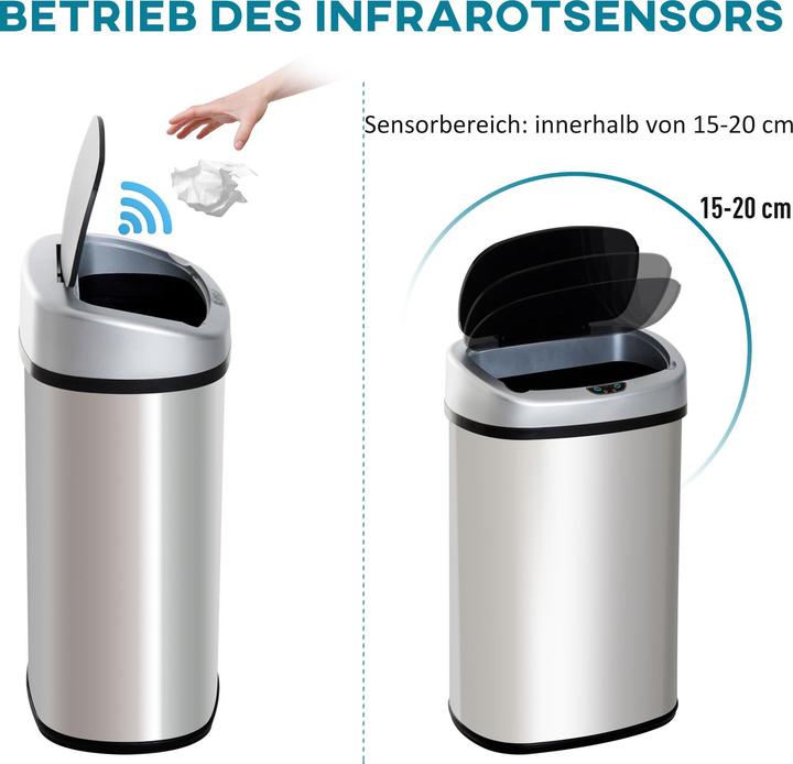 Produktbild Swisshandel24 Mülleimer Abfalleimer IR Sensor mit/ohne Inneneimer Edelstahl rund viereckig (30L/viereckig) (30 l)