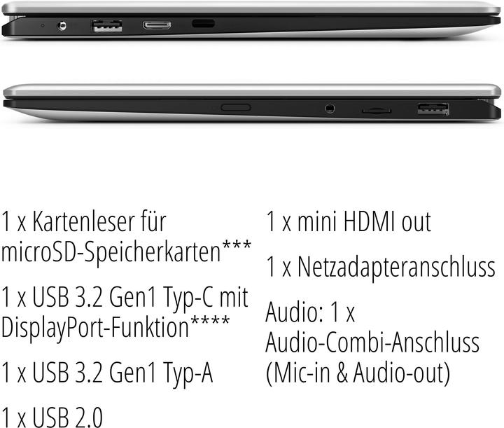 Produktbild Medion Akoya E3223 Convertible 13.3" Full HD TOUCH, Intel Pentium N5030, 8GB RAM, 256 GB SSD, Windows 11... (13.30", Intel Pentium N5030, 8 GB, 256 GB, DE)