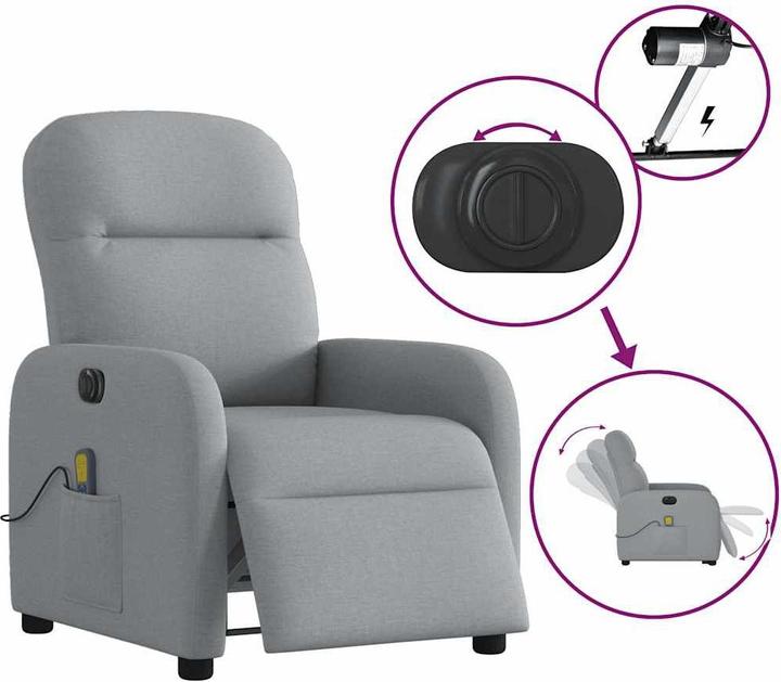 Immagine prodotto VidaXL Sedia da massaggio elettrica in tessuto grigio chiaro